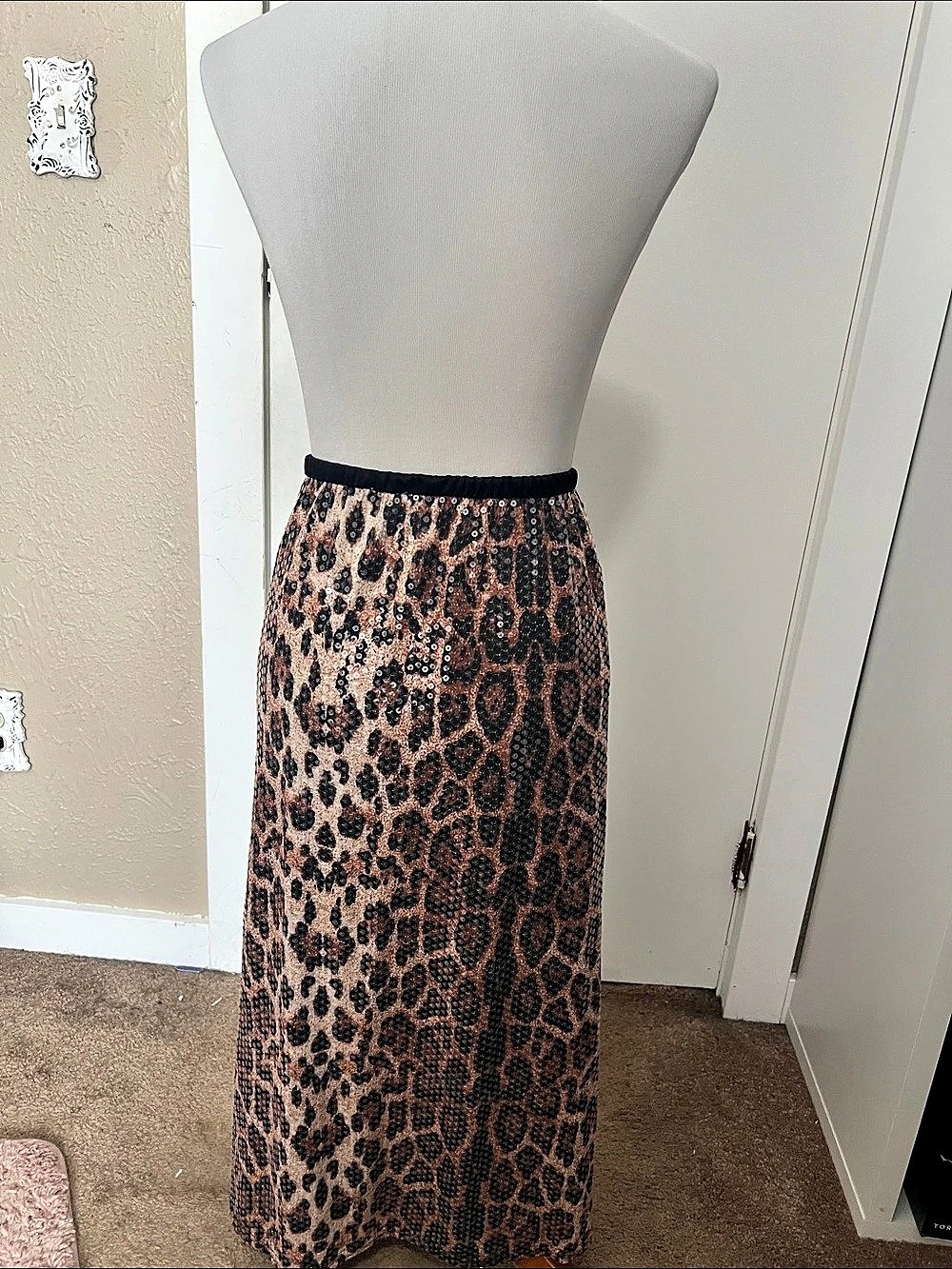 Cato Leopard Sequin Maxi Skirt Size Large NWT - Picture 3 of 8